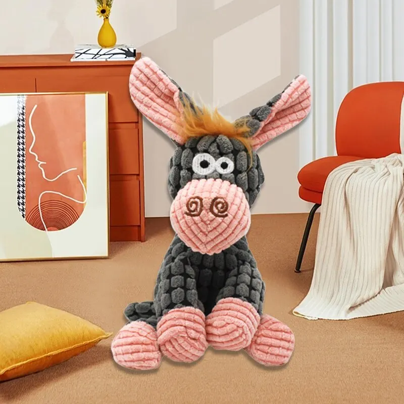 Dog Toys Sounding Toy Molar Training Decompress Interactive Bite Resistant Donkey Shape Plush Pet Supplies