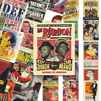 64 Pezzi Adesivi Vintage Stile Americano Retrò, Adesivi per Telefono, Navigazione e Viaggi Lunghi
