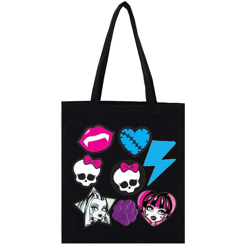 

Monster High Y2k Tote Bags American Anime Doll Women's Handbag Fashion Canvas Bag Female Handbags Totebag Funny Shopper Shopping