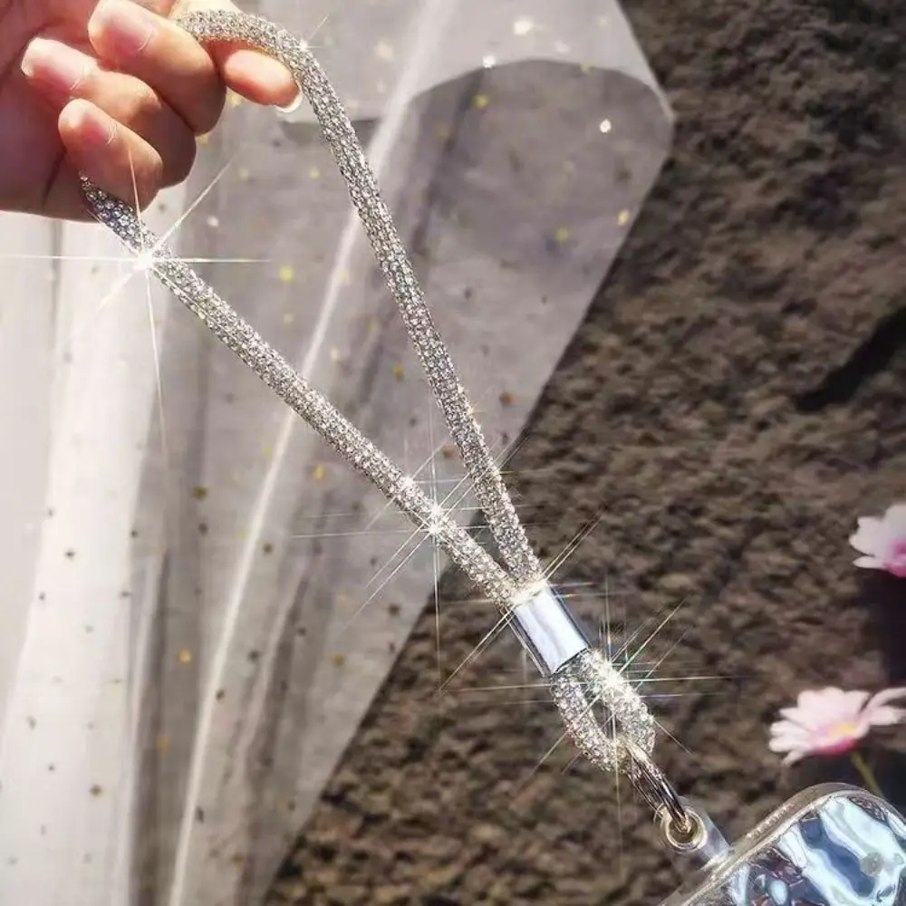 Trendy Glitter Rhinestone Phone Lanyard Bling Bling Bright Phone Wrist Straps Flash Diamond Crystal Keychain Phone Accessories