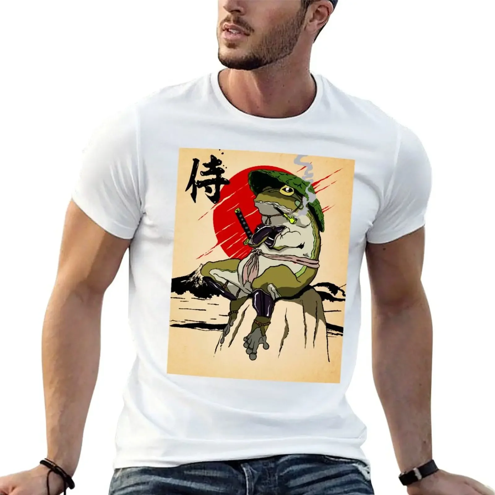 

Samurai frog T-shirt boys whites vintage t shirts men
