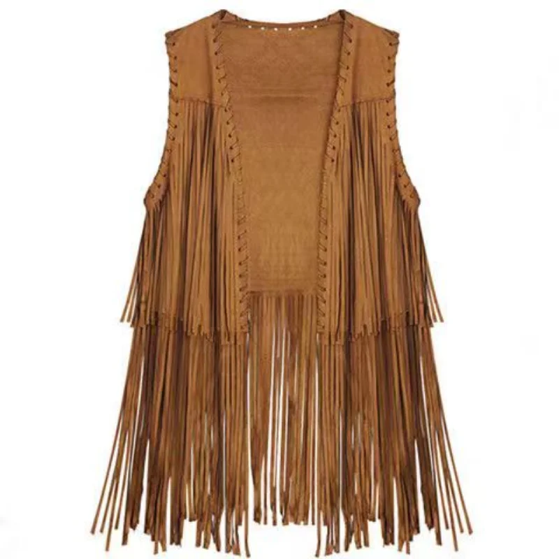 

Summer Women's Fringed Suede Faux Fur Sleeveless Vest Tassel Waistcoat Dropshipping