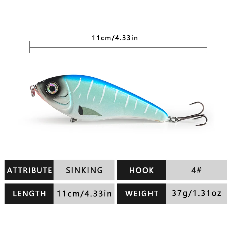 Vibration Wobbler Liple Hoops 110 mm 37 g Wobbler Angler's Fishing Lures Hardbaits für Barsch Hecht – Detail 12