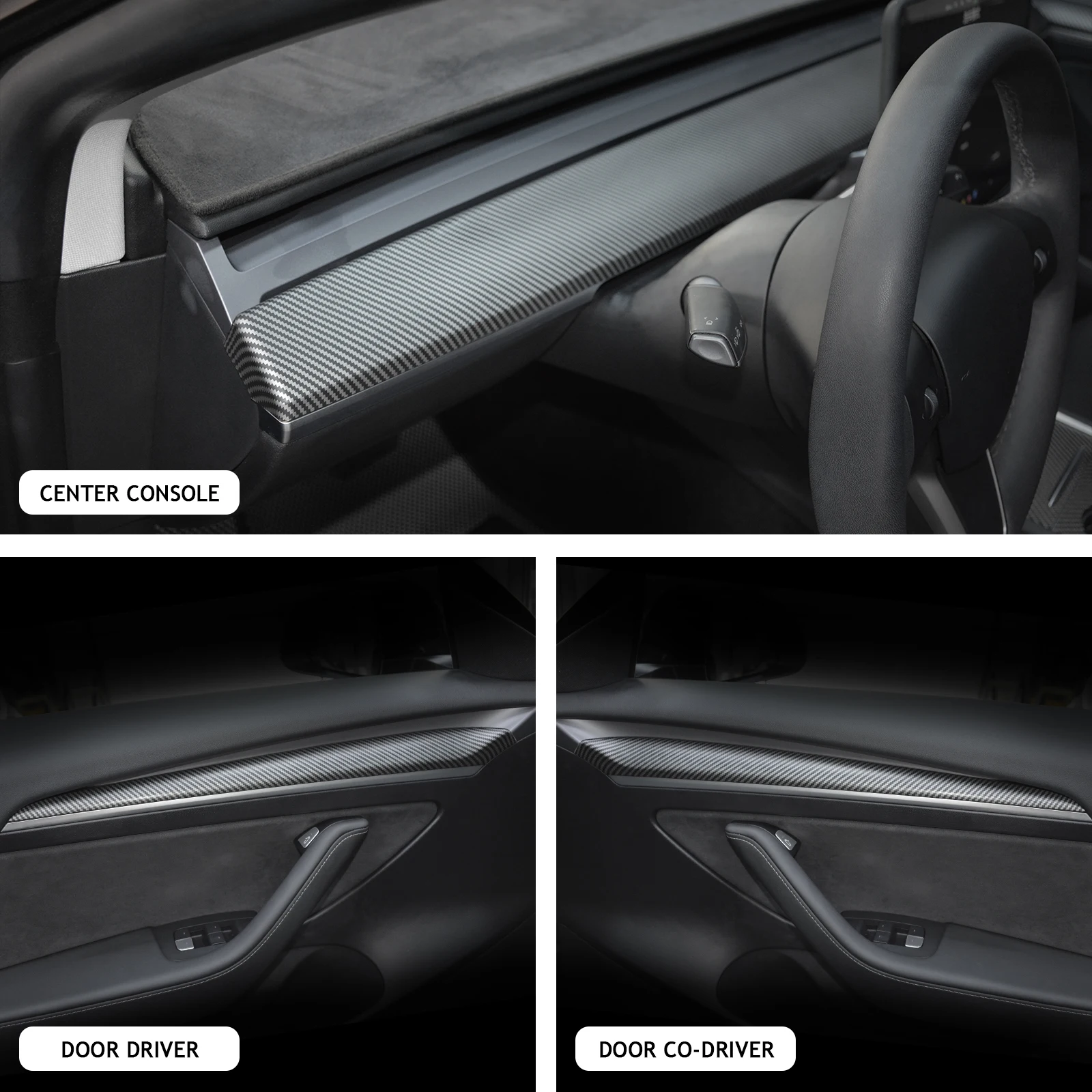 Car Center Console Dashboard Cover / Door Trim Strip Matte ABS For Tesla Model Y/3 2019-2023 Trims Cover Decoration Sticker