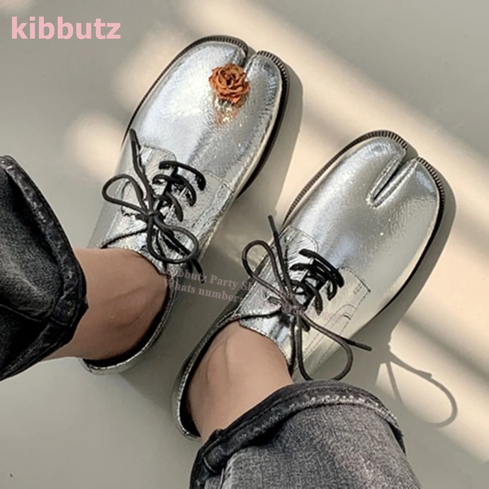 

Tabi Split Toe Pumps Chunky Heel Square Toe Shoes Solid Color Lace-Up Luxury Office Party Women Shoes Newest Fashion Concise