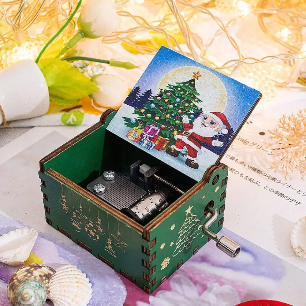 Merry Christmas Halloween Music Box Anime Theme Wooden Hand Cranked Musical Box Children New Year Birthday Gift 6