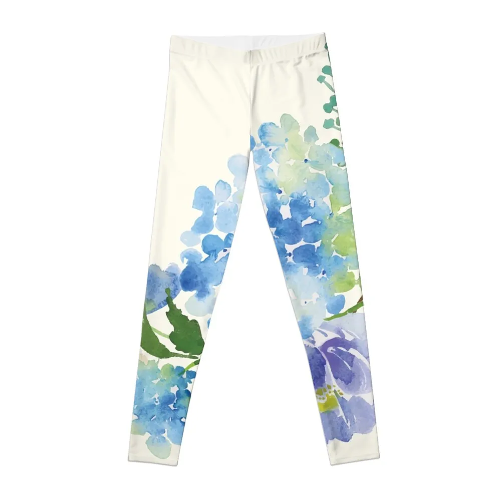 

Blue Watercolor Hydrangea Leggings gym's sportswear sportswear for gym Womens Leggings