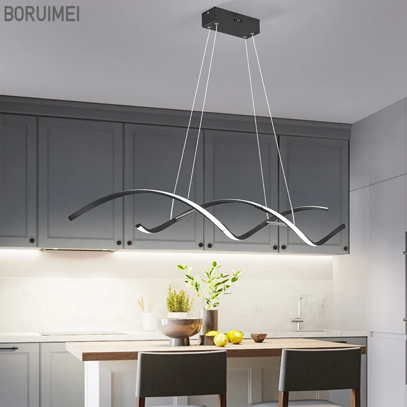 

Modern LED Pendant Lighting Dining Room Kitchen Coffee Table Lamp Home Decorative Lamps Black Gold 120cm Interior Decor Lighting