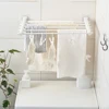 Folding Towel Rod With Sock Clip Wall Mounted Retractable Drying Racks Invisible Clothes Hanger Space Saving Non-Slip Hangers 2