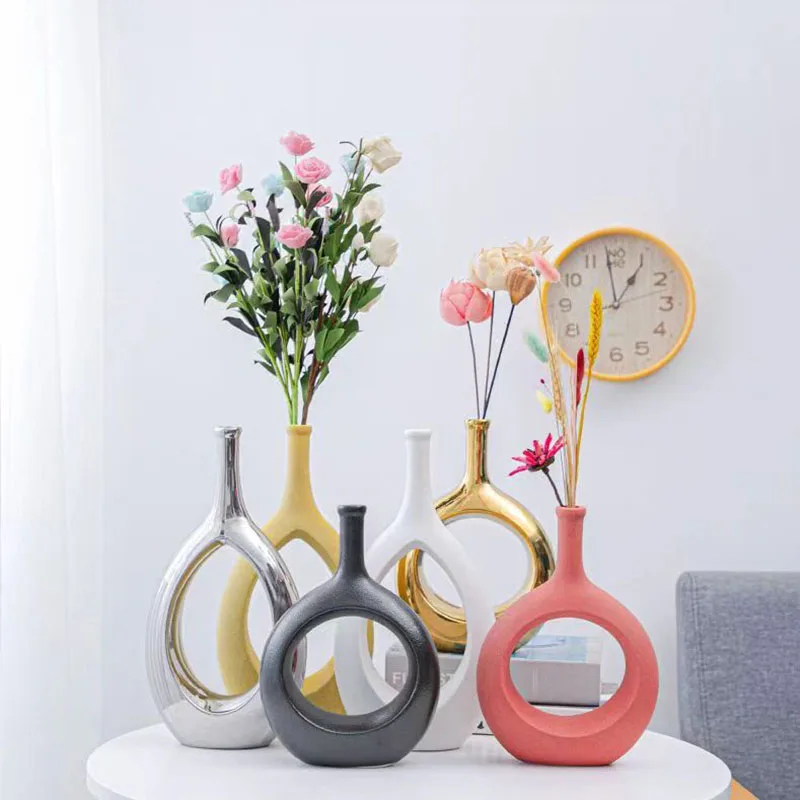 

Ceramic Hollow Vase Nordic Flower Pot Modern Art Planter Pots Office Living Room Desktop Interior Home Decoration Accessories