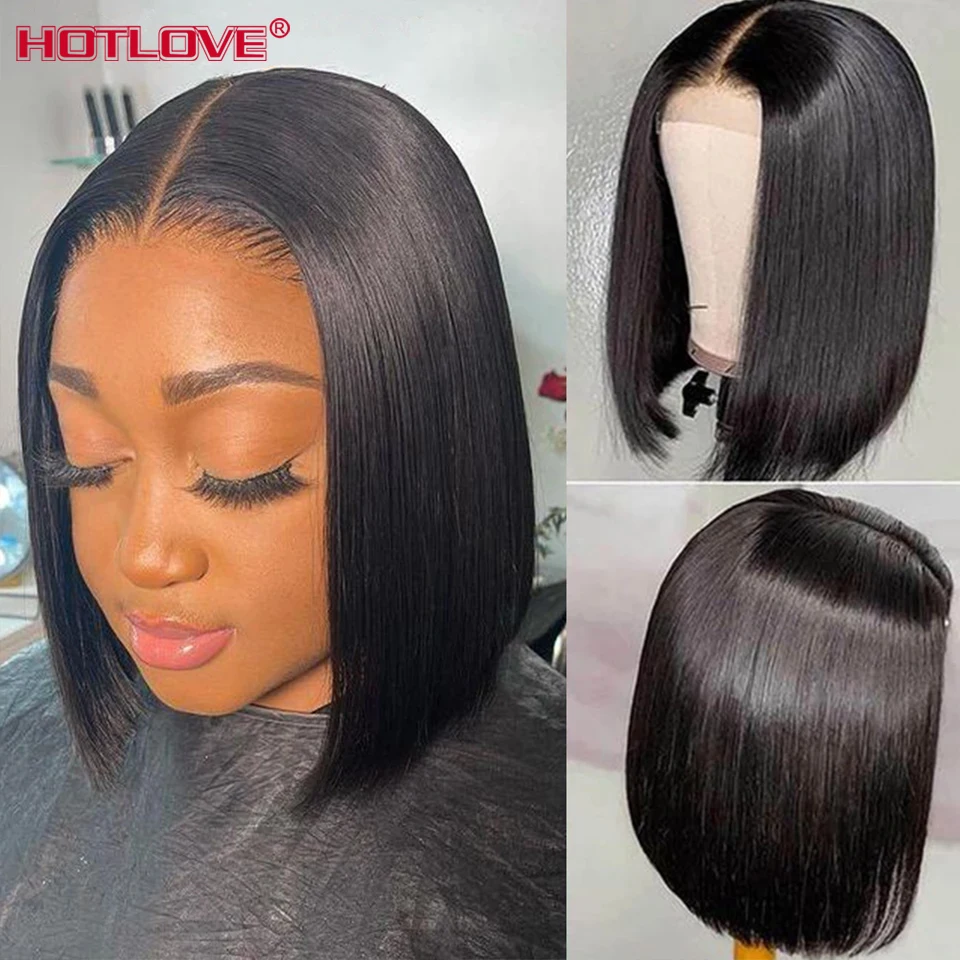 

Bone Straight Short Bob Wigs Human Hair Wigs for Black Women Pre-Plucked 5x5x1 Closure Wig Brazilian Hair Lace Wigs 150% Denisty