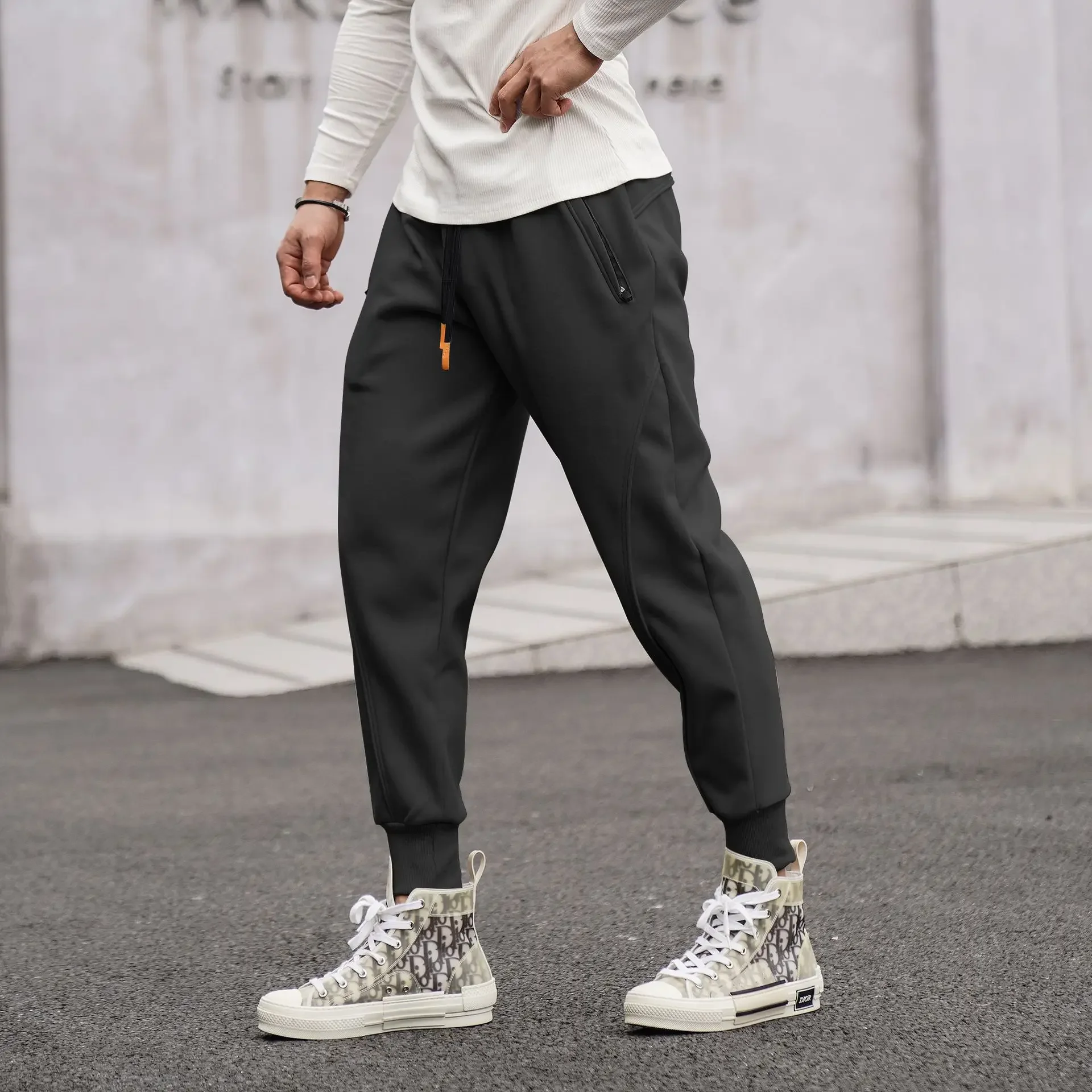Men's Large Size Sports Fitness Running Casual Training Composite Fabric Long Pants Autumn Daily Wear