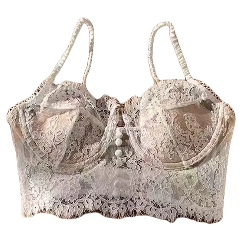 Lace Women Bra Breast Cover Summer Thin Full Cup Underwear Adjustable Push Up Bra Underwire Sexy Bra Lingerie 1