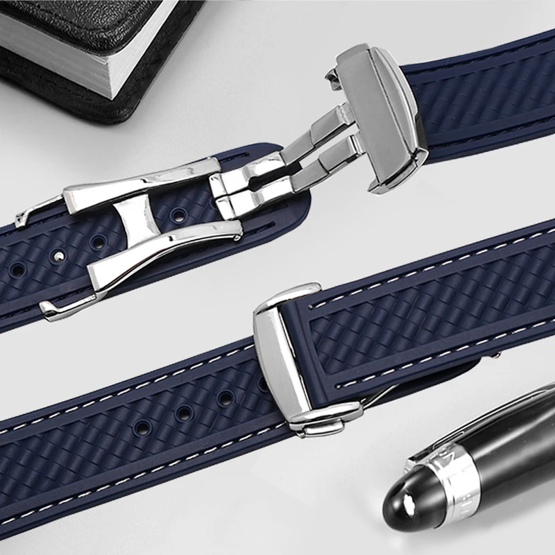 오메가 AT150 시마스터 300 아쿠아 테라 다이빙 시계 스트랩용 고무 시계줄 블랙 블루 실리콘 시계줄 20mm 팔찌