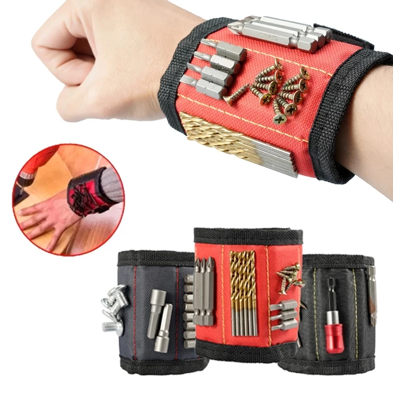 Magnetic Wristband with Strong Magnets Holds Screws Nails Drill Bit  Organizer Storage Belt Tool Storage Wrist