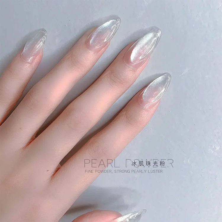 1 Jar Fairy Glossy Ice White Fine Pearl Powder Aurora Pearl Ice Nail Glitter Powder UV Gel Polish Manicure Aurora ft-1-2g nail powder nail glitter nail decoration nail decorations
