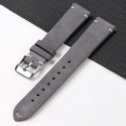 Elegant Suede Leather Watch Strap with Quick Release Mechanism - 22mm (Dark Grey)
