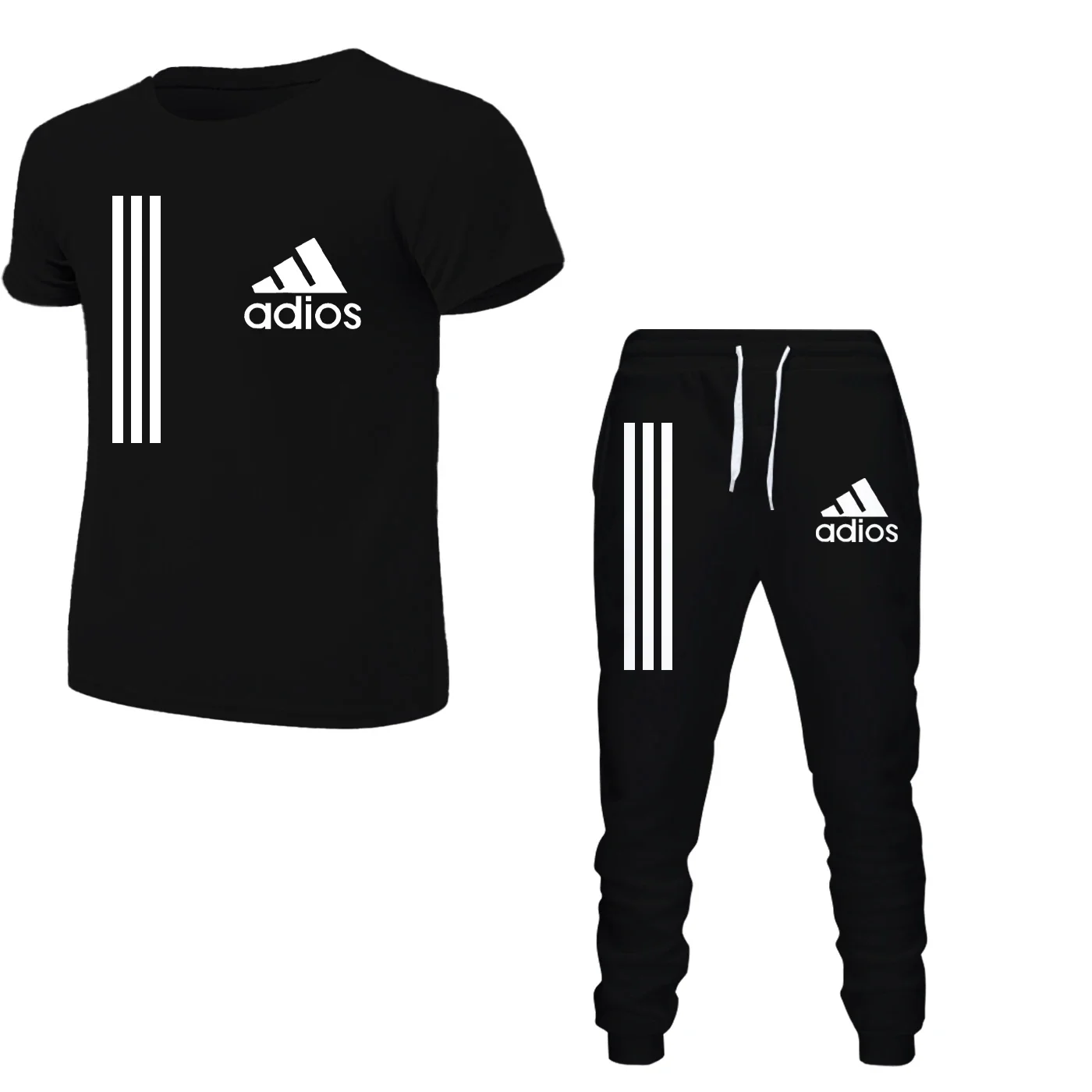 Cotton Men's T-shirt Sets Fashion Casual Tee Shorts Running Suit for Men Summer Harajuku Male Streetwear Tops Clothes