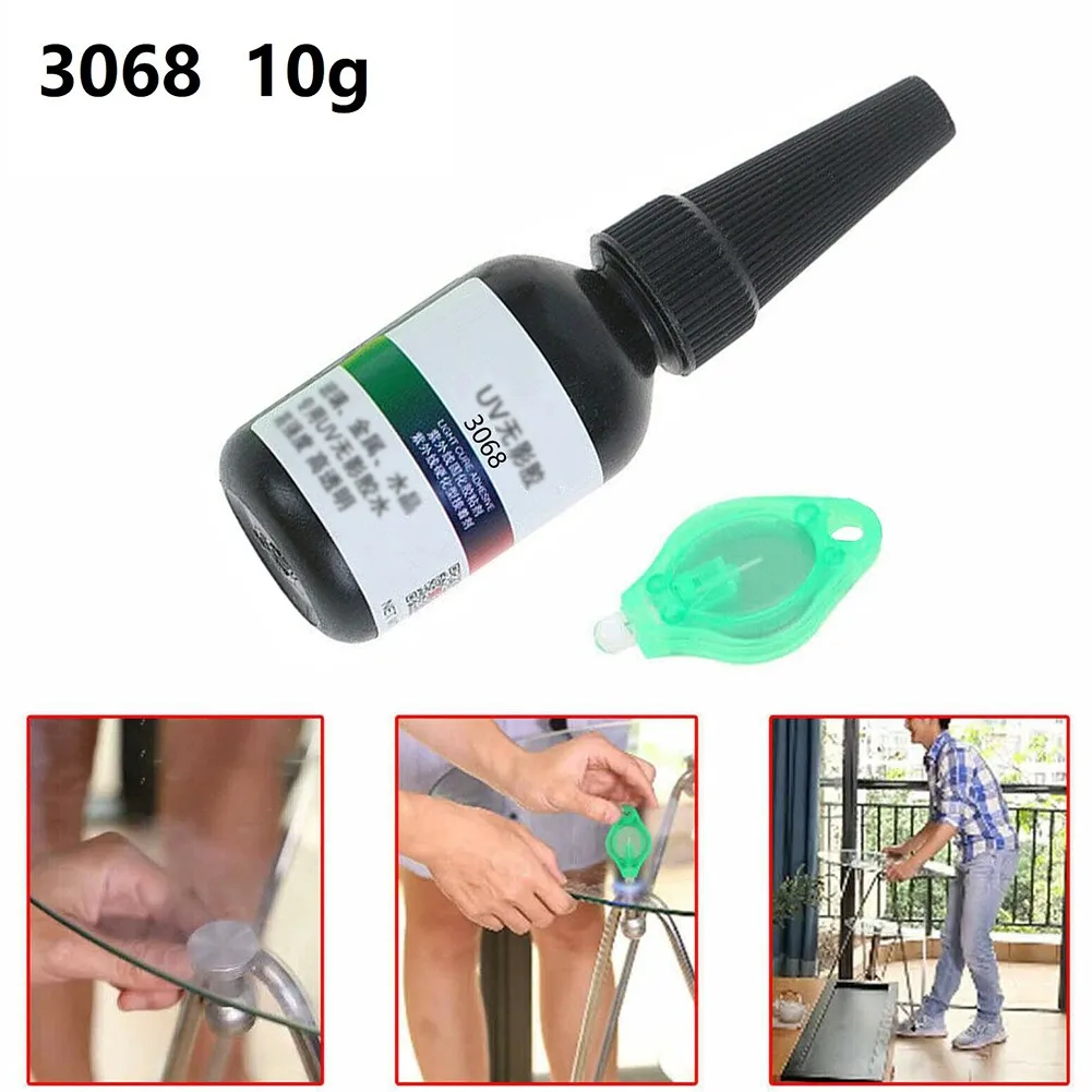 

1PC Repair Liquid Glue Low Odor UV Acrylic Glass Glue Curing High Transparencyh Transparent With Small Lamp New Nice