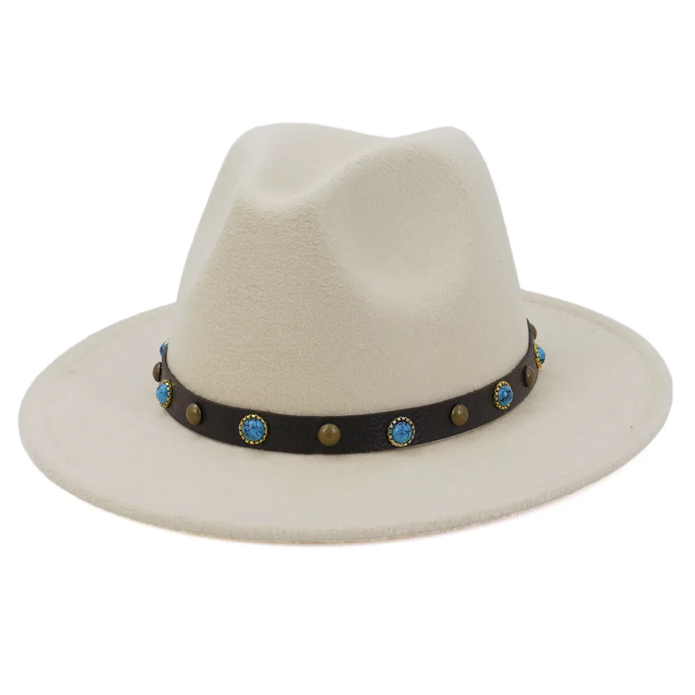 QBHAT Topi Fedora Felt Wol Lebar Desain 