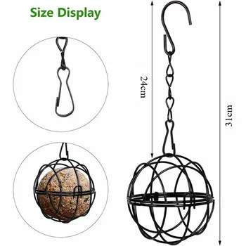 Metal Suet Ball Bird Feeder with Hanging Chain Squirrel Proof Outdoor Garden Birds Hummingbird Feeders Ball Shape Grass Feeder - Image 5