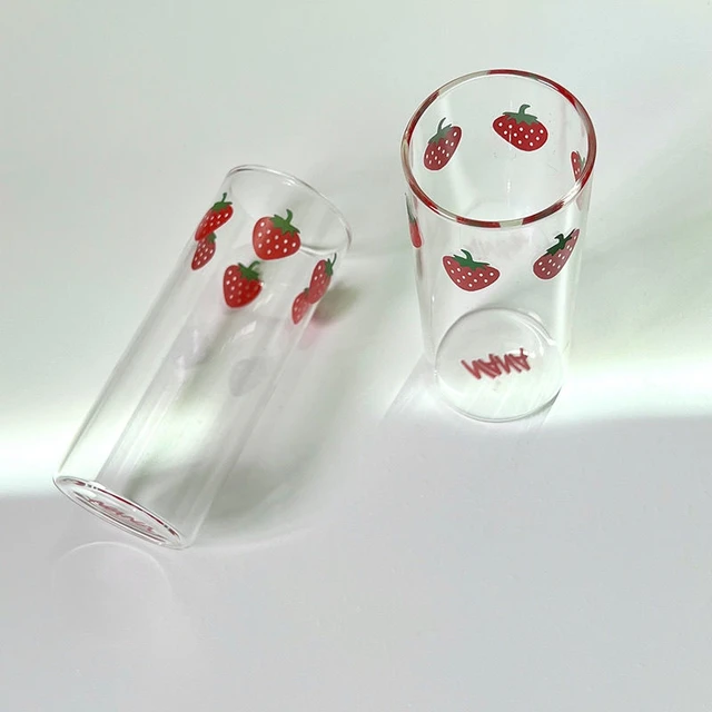 Tazza In Vetro Borosilicato Con Paglia - Design Carino A Fragola Per Acqua, Latte E Bevande Fredde - Foto 3