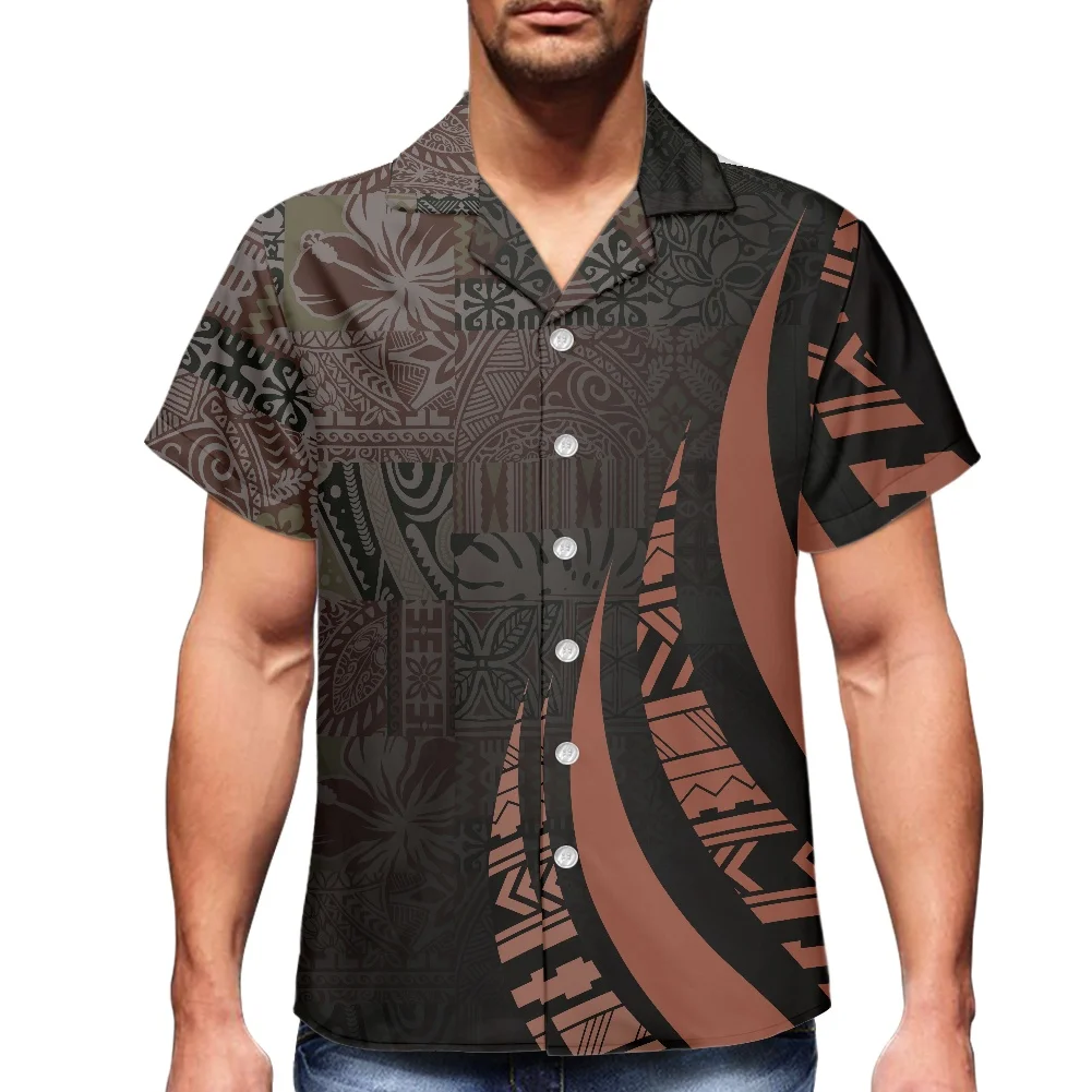 

Cumagical 2022 Fashion Style Wholesale Summer Men's Luxury Design Printed Samoan Street Shirts Tribal Tattoos Short Sleeve Shirt