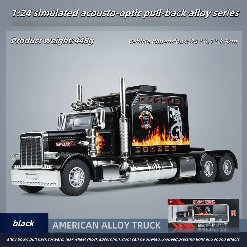 1:24 large American tractor-trailer model big truck alloy toy car boys simulation car semi-trailer 5