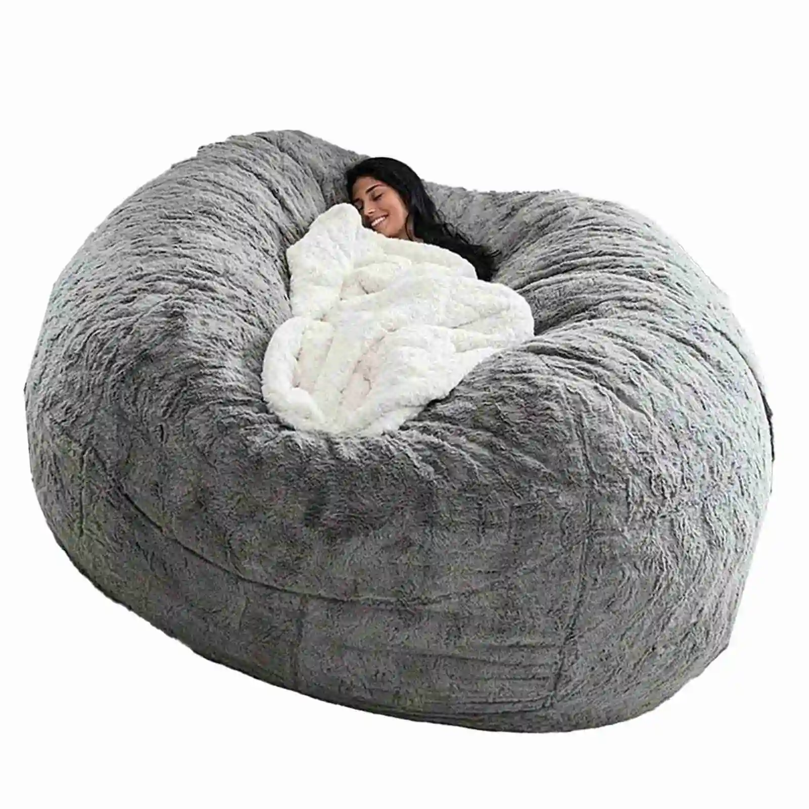 No Stuffed Gray Bean Bags Chair Giant Bean Bags Pouf Sofa Bed Puff Futon Room Seat Tatami Relax Lounge Furniture Only Bags Case
