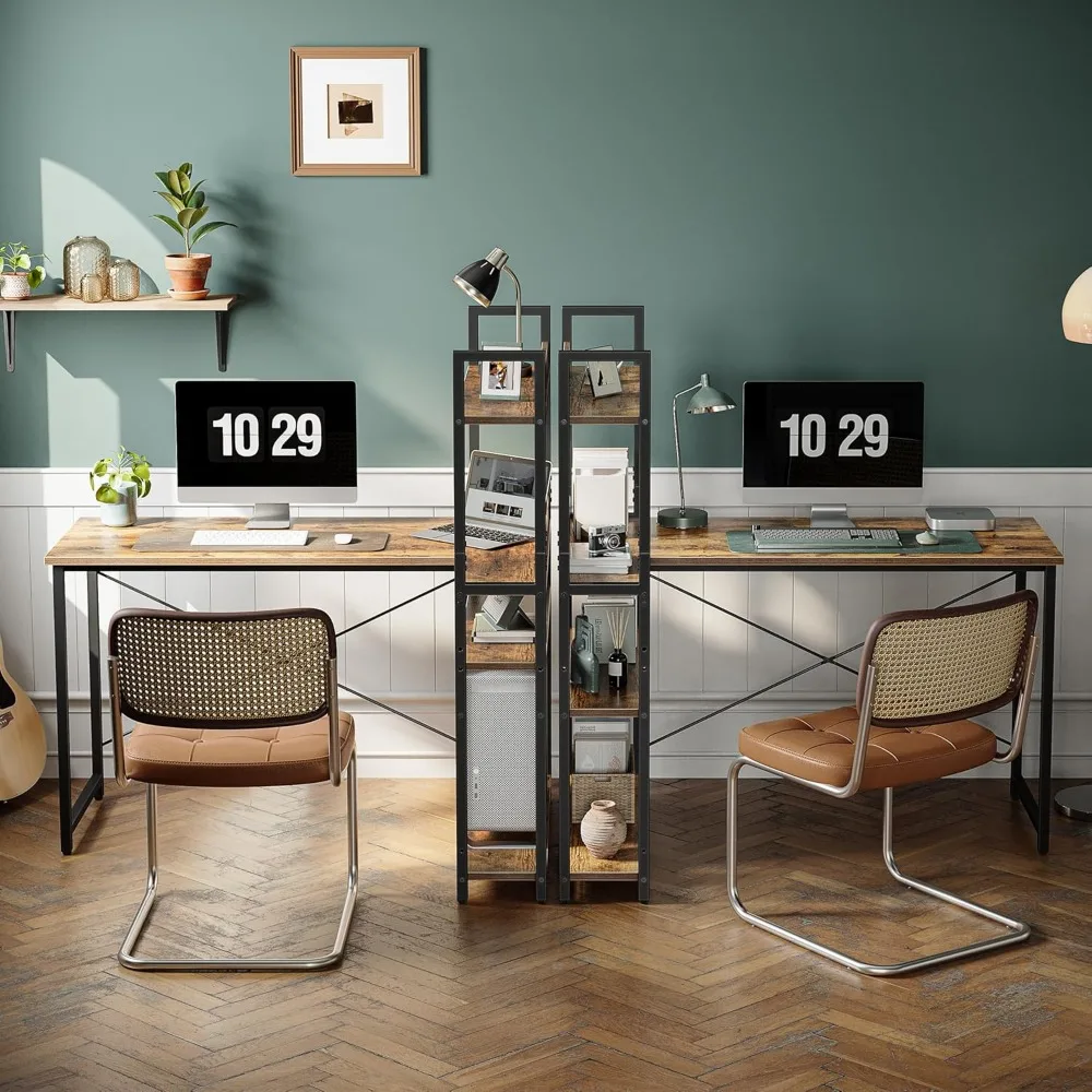 Computer Corner Desk with Storage Shelves, 47 Inch Reversible L Shaped Desk with Bookshelf, Home Office Writing Desk with Hooks 4