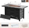 Walsunny 43 inch Outdoor Propane Fire Pit 50,000 BTU Gas Fire Pit Table with Lid, Glass Wind Guard, Waterproof Cover 2