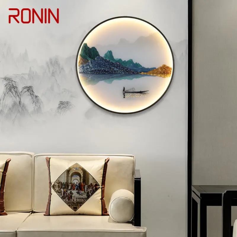 

RONIN Wall Lights Modern Landscape Painting LED Sconces Round Lamp Creative For Home Bedside