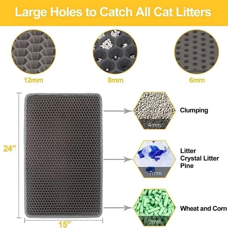 Waterproof Double Layer Nonslip Washable Cat Litter Mat (90x60cm)