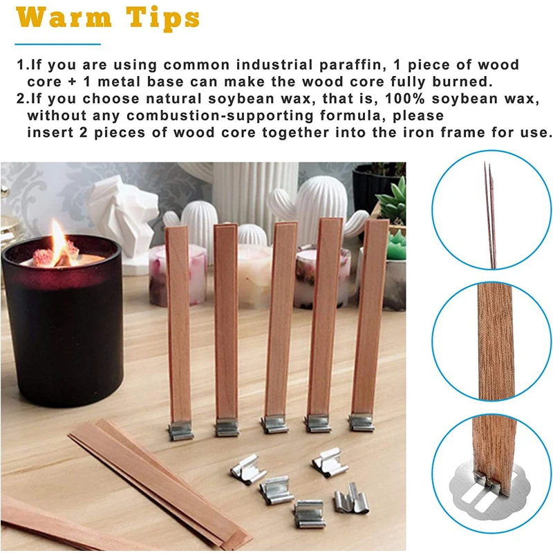 10Pieces Flame Shaped Natural Wooden Wicks Cnadle Wick Wax Core DIY Candle  Making Supplies Wave Soy Parffin Wax with Wick Holder