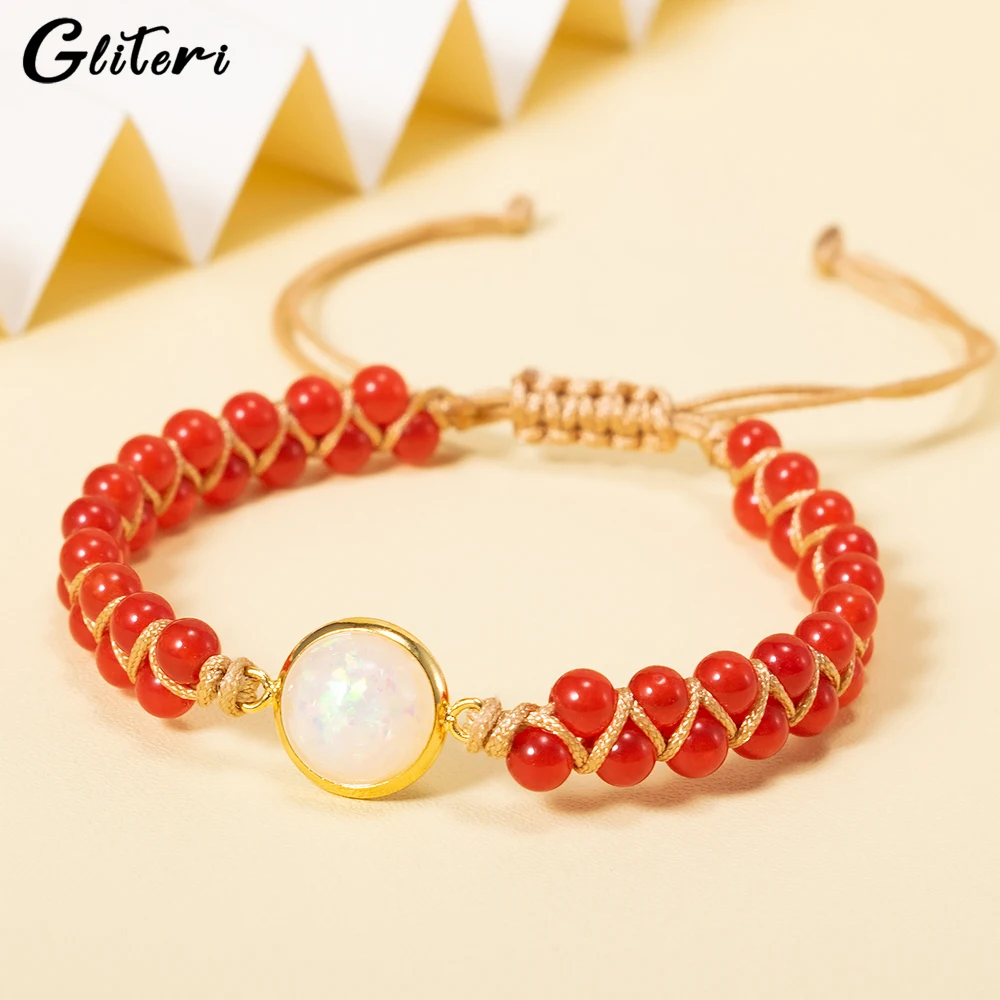 

GEITERI Classic Braided Agate Beads Bracelets For Women Men Unisex Round Opal Adjustable Rope Bangles Bohemia Jewelry Female New
