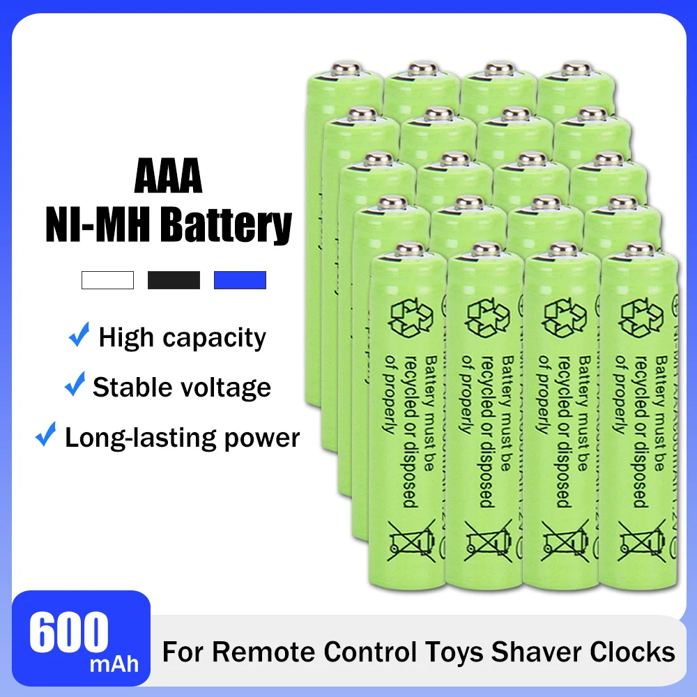 20psc/lot 1.2v 600mah Aaa Remote Control Toy Rechargeable Nimh