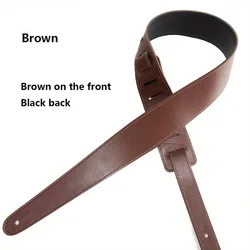 Premium Adjustable Leather Guitar Strap - Double - Sided Wear, 2.36 Wide, Adjustable Length (46.47 to 53.54) (Brown)