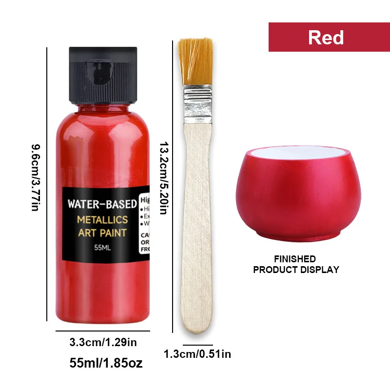 12색 수성 메탈릭 페인트 55ml 녹방지 변색방지 안료 DIY 공예 금속 표면용