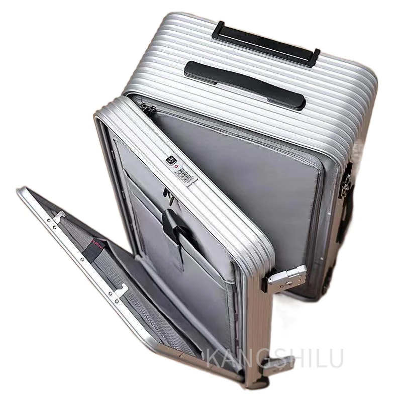 Extra Thick All-Aluminum Luggage 20''24''26''28'' Side Open Aluminum-Magnesium Alloy Trolley Case Travel Suitcase With Wheels