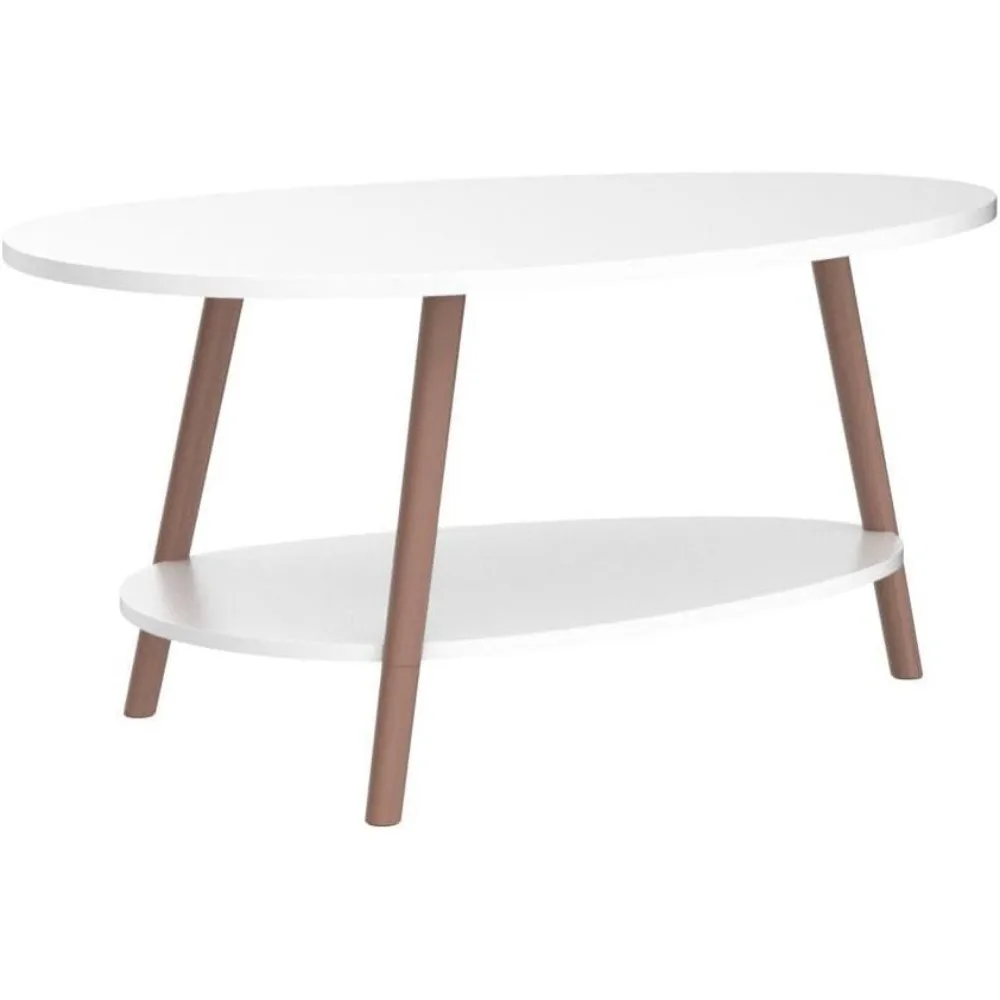 Storage and Display 2 Tier Sofa Table, Small Modern Furniture Living Room&Home Office-White, Café Tables 5
