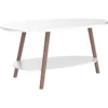 Storage and Display 2 Tier Sofa Table, Small Modern Furniture Living Room&Home Office-White, Café Tables 5