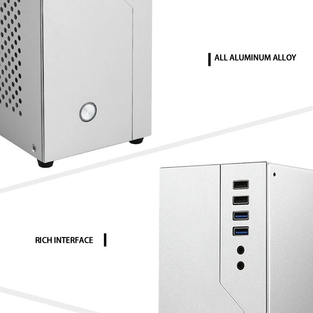 미니 ITX 컴퓨터 케이스 올 알루미늄 소프트 HTPC 오피스 싱글 슬롯 PCIE 데스크탑 케이스-ABIU