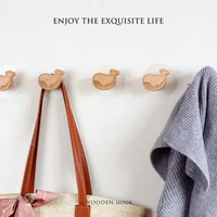 Nordic Wood Clothes Hanger Wall Mounted Coat Hook Decorative Key Holder Hat Scarf Handbag Storage Hanger Bathroom Rack Hook 2