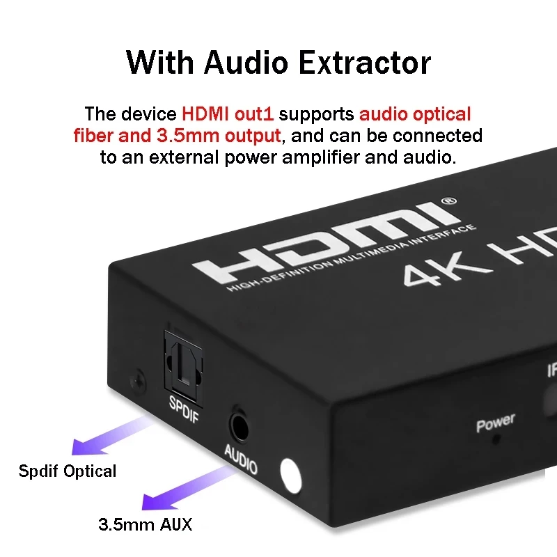 HDMI 매트릭스 스위처, AUX SPDIF 오디오 추출기 포함, PC PS3, 4 HDTV용, 4K 60Hz, 2x4, 2 in 4 out HDMI 스플리터 스위처