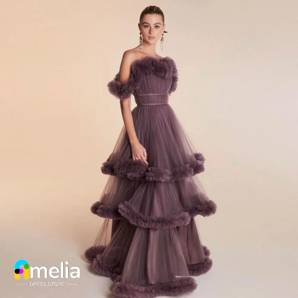 

Amelia Off The Shoulder Saudi Prom Dress Short Sleeves Evening Dress With Floor-Length Women Wedding Party Gowns 2023 Arabia