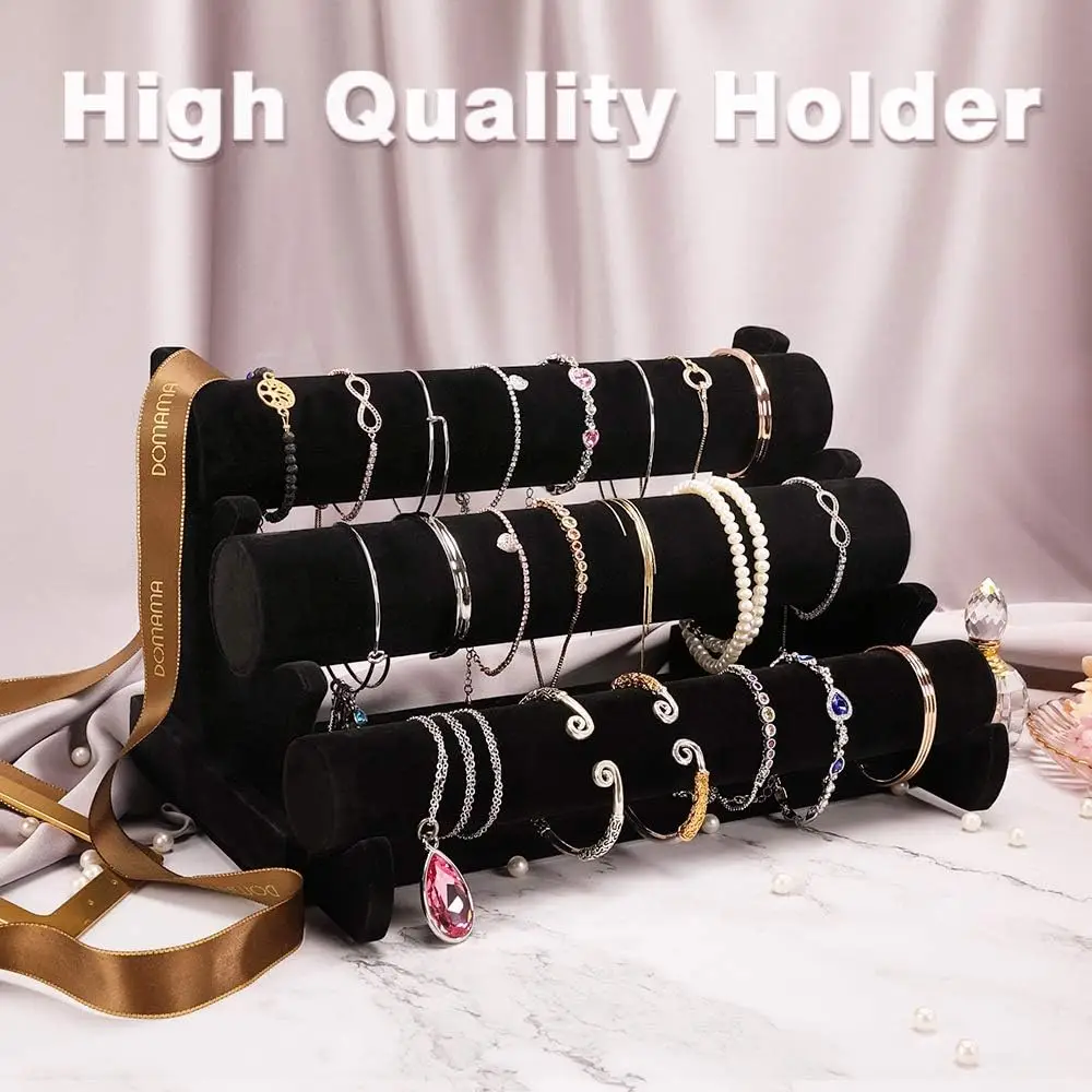 Velvet Bracelet & Necklace T-Bar 3 Tier Jewelry Display