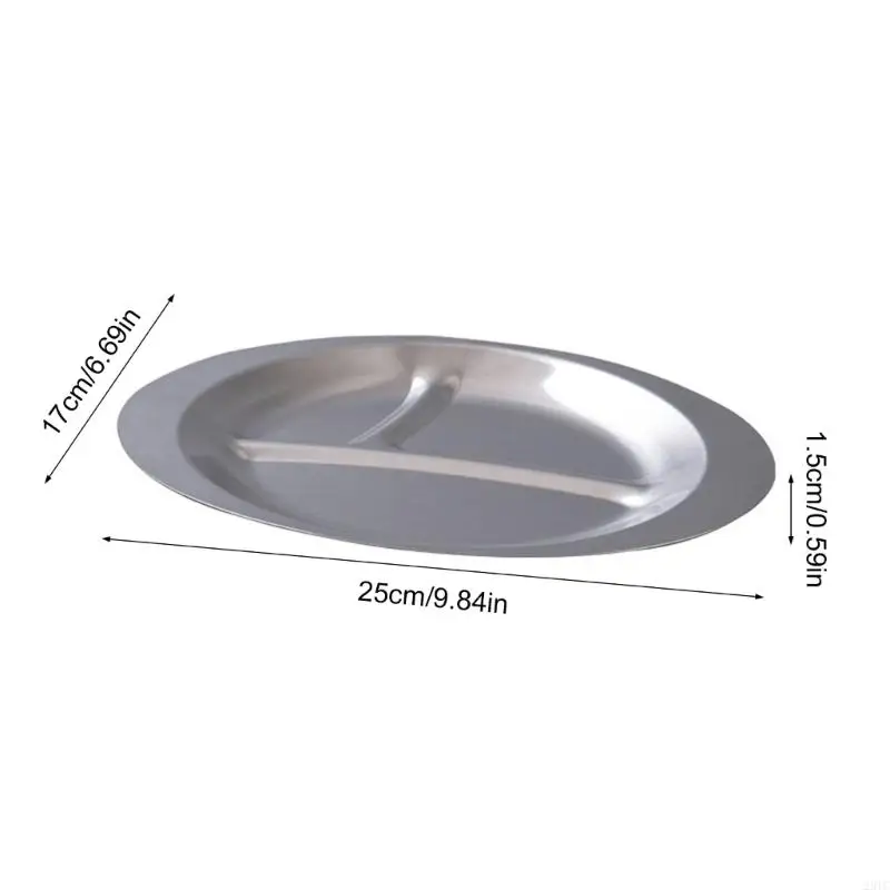 28TC Stainless Steels Dessert Appetizer Plate Stackable 3 Compartment Plates Kitchen Dinnerware Portion Plates Enduring