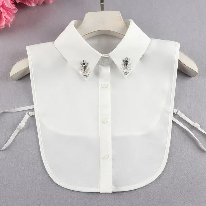 

Korean Handmade Beads Sweater Fake Collar for Women's Half Shirt Detachable Collar White Shirt Lapel Blouse Tops False Collar