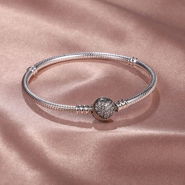 925 Silver Color Charm Bead Bracelet For Women Original Charms Heart Family Ball Star Bracelets Bangles Snake Chain DIY Jewelry 3