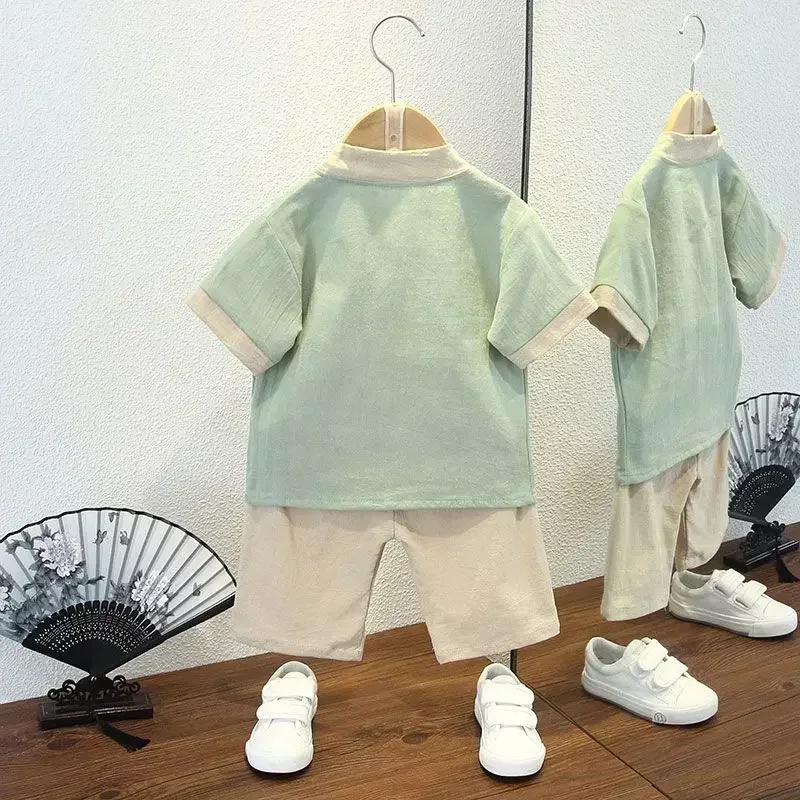 18 Style Summer Kung Fu Tai Chi Uniform for Kids Boys Girls Chinese Traditional Cotton Linen Embroidered Blouse Pants Tang Suit